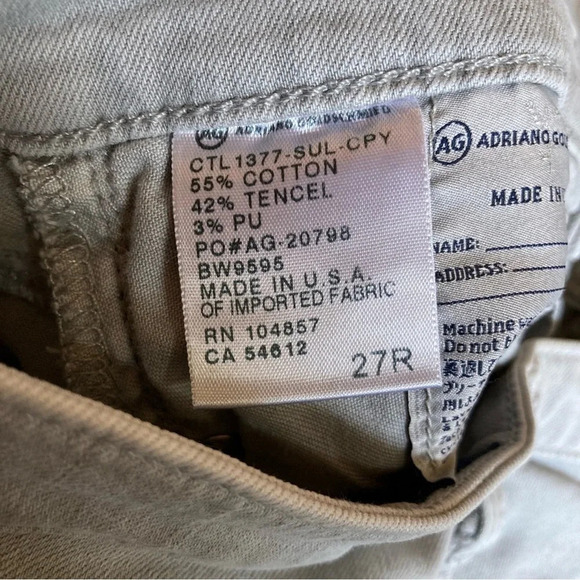 AG ADRIANO GOLDSCHMIED “Stevie” Ankle Gray Jeans Size 27 - Picture 9 of 9